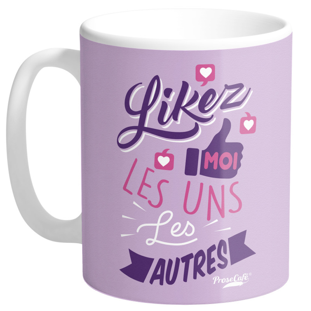Mug céramique \'Messages\' violet (Made in France) Likez moi les uns les autres  - 95x8 cm - [Q3347]