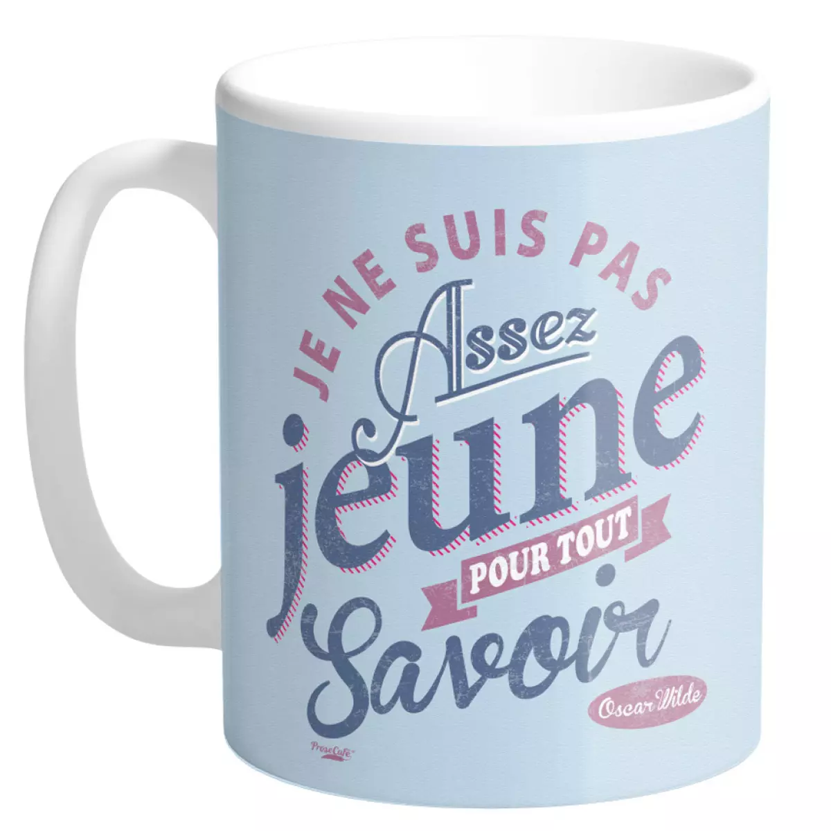 les trésors de lily Mug céramique 'Messages' bleu (Made in France) Je ne suis pas assez jeune pour tout savoir Oscar Wilde 95x8 cm [Q3348]