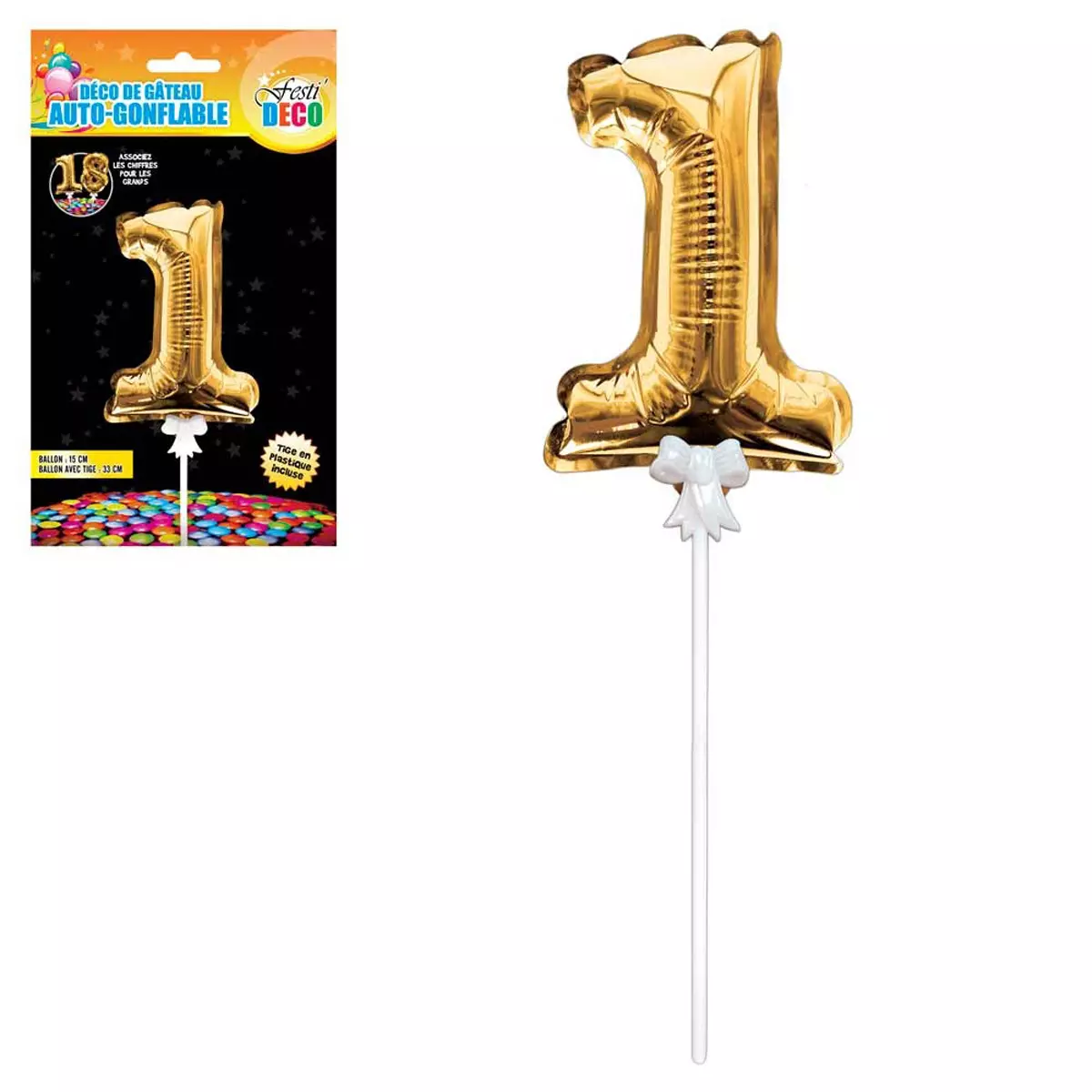 les trésors de lily Décoration de gateau ballon métallique 'Chiffre 1' doré 15 cm [Q4350]