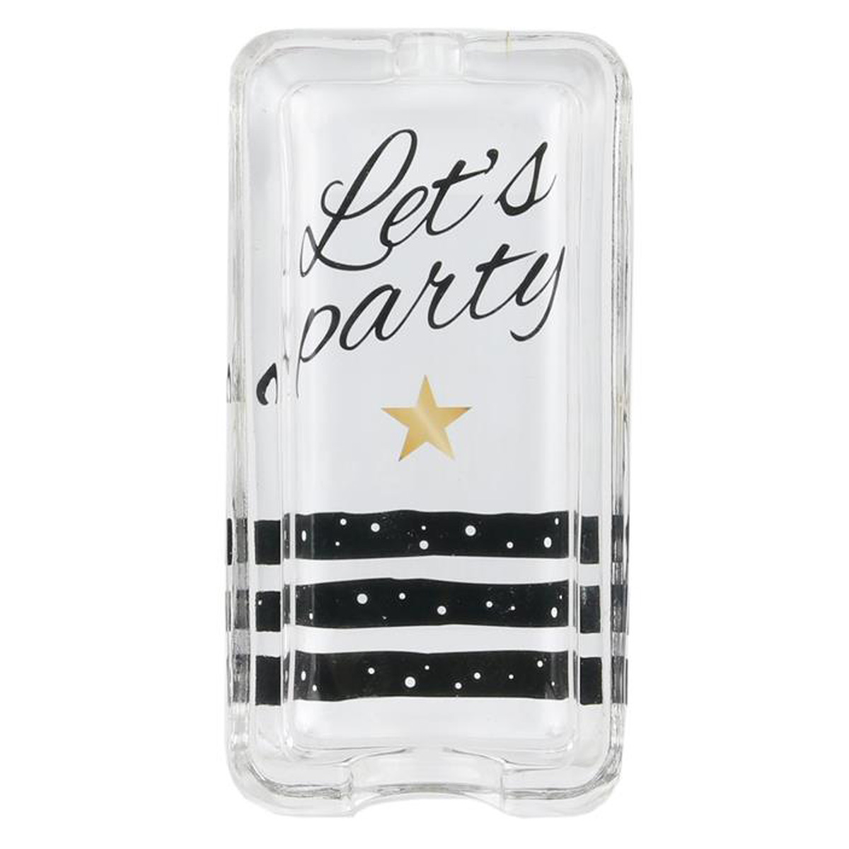 Cendrier verre \'Messages\' blanc noir (Make a Wish : let\'s party) - 115x6x25 cm - [Q4393]