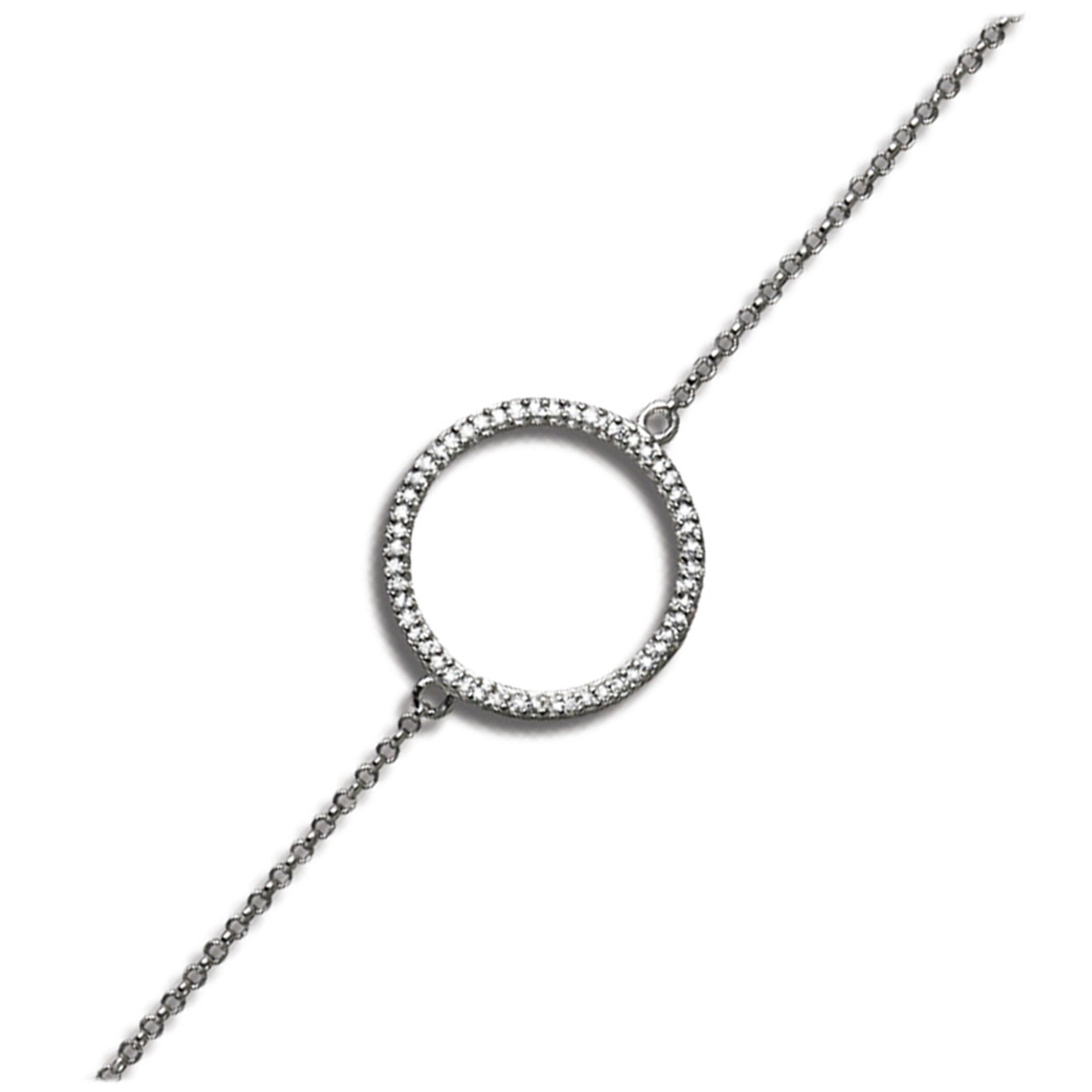 Bracelet Argent \'Sissi\' blanc argenté (rhodié) - 15 mm - [Q4603]
