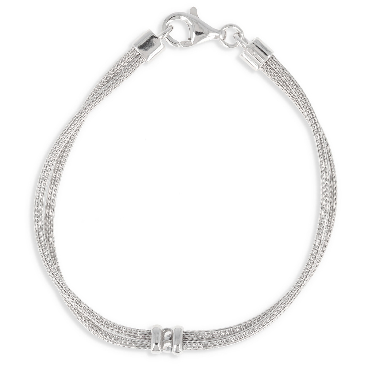 Bracelet Argent \'Boho\' blanc argenté (rhodié) - 4 mm - [Q4604]