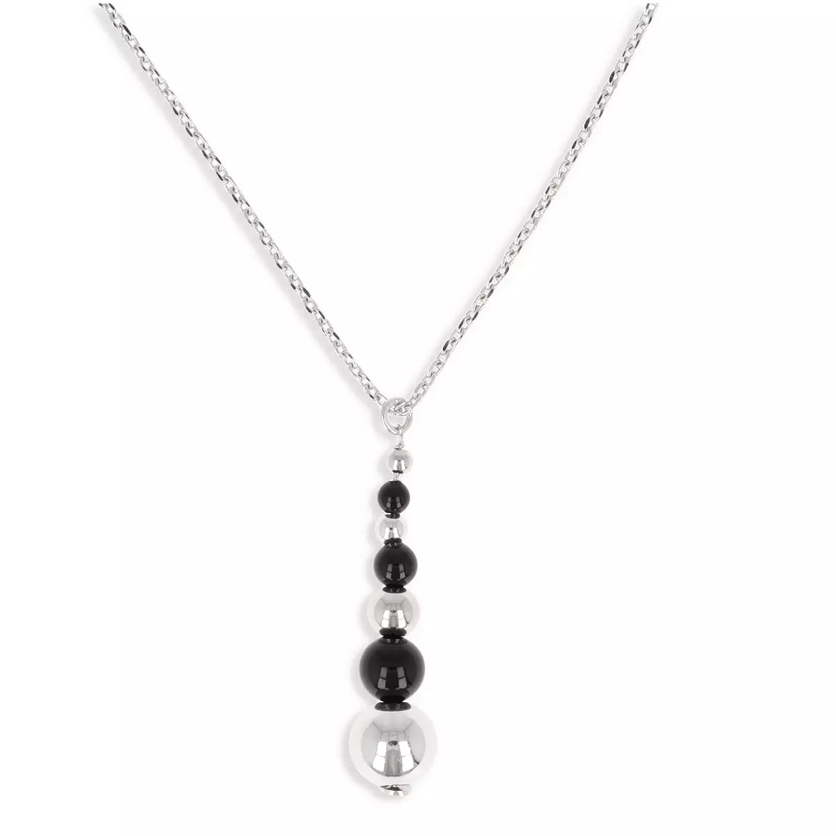 les trésors de lily Collier argent 'Boho' noir argenté (rhodié) 35x8 mm [Q4610]
