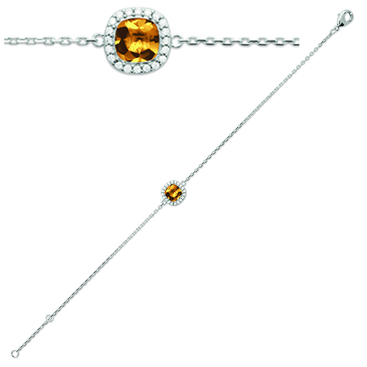 Bracelet Argent \'Sissi\' jaune argenté (rhodié) - 9x9 mm - [Q4635]