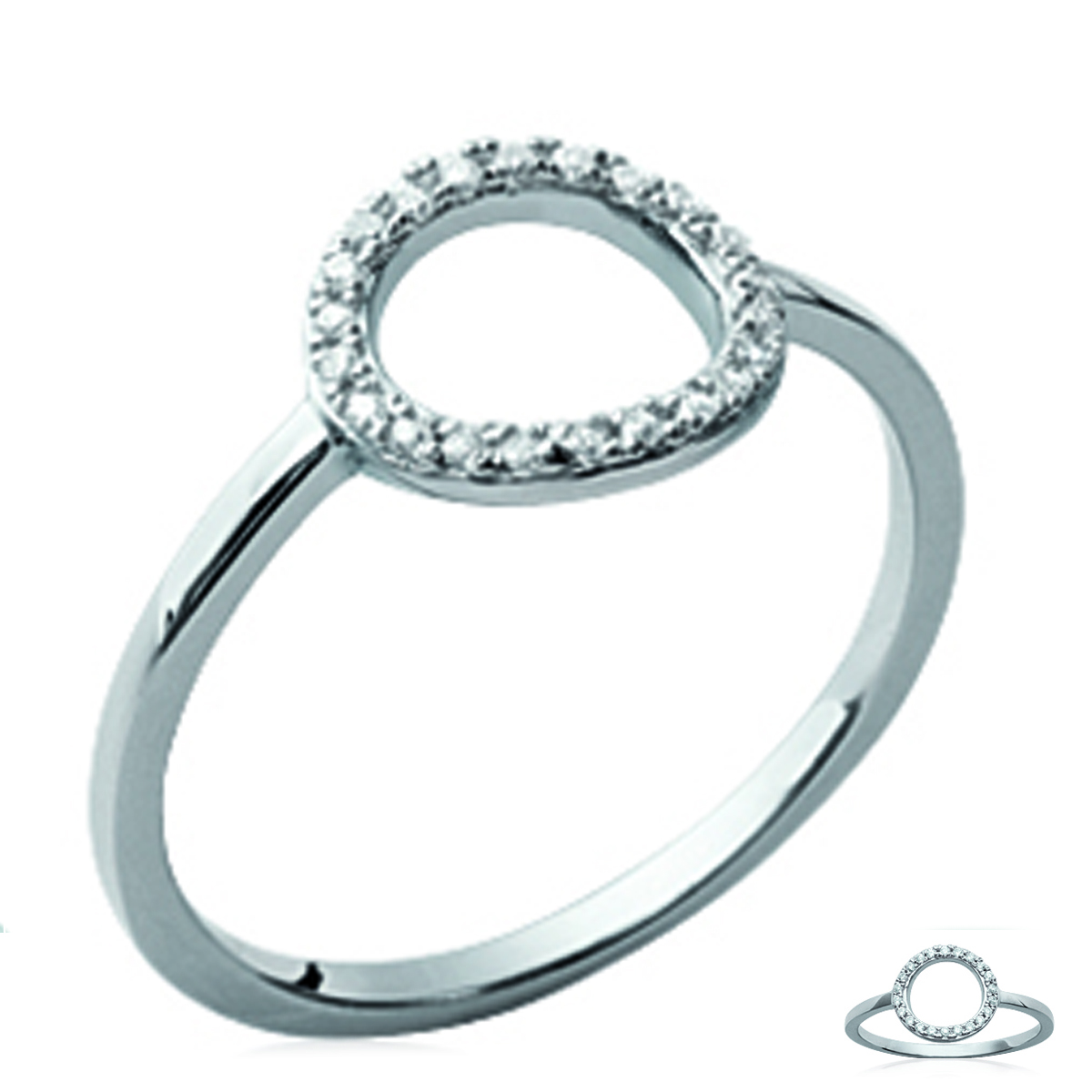Bague Argent \'Sissi\' blanc argenté (rhodié) - 10 mm - [Q4727]