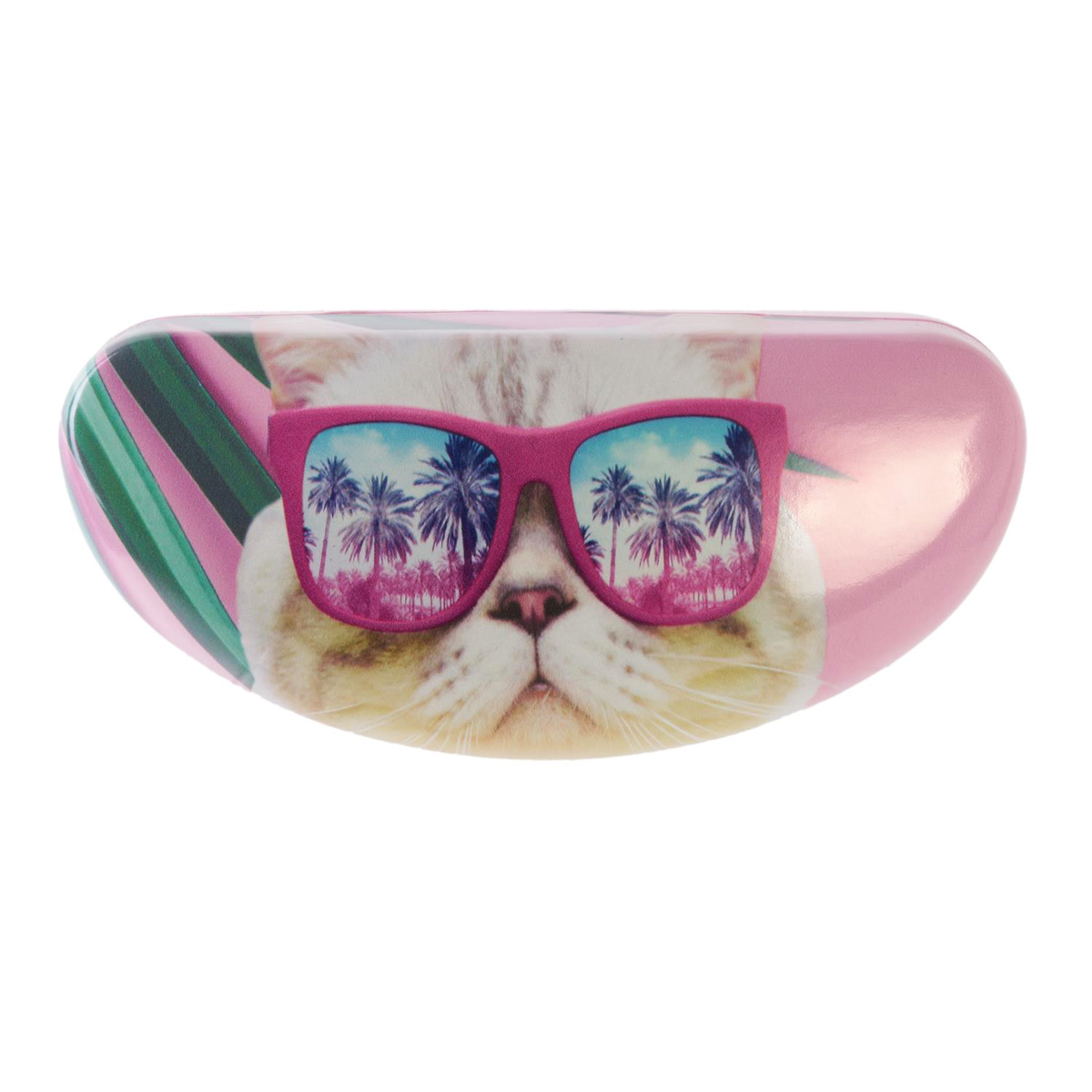 Etui à lunettes e soleil \'Chats\' rose - 16x8x7 cm - [Q7700]