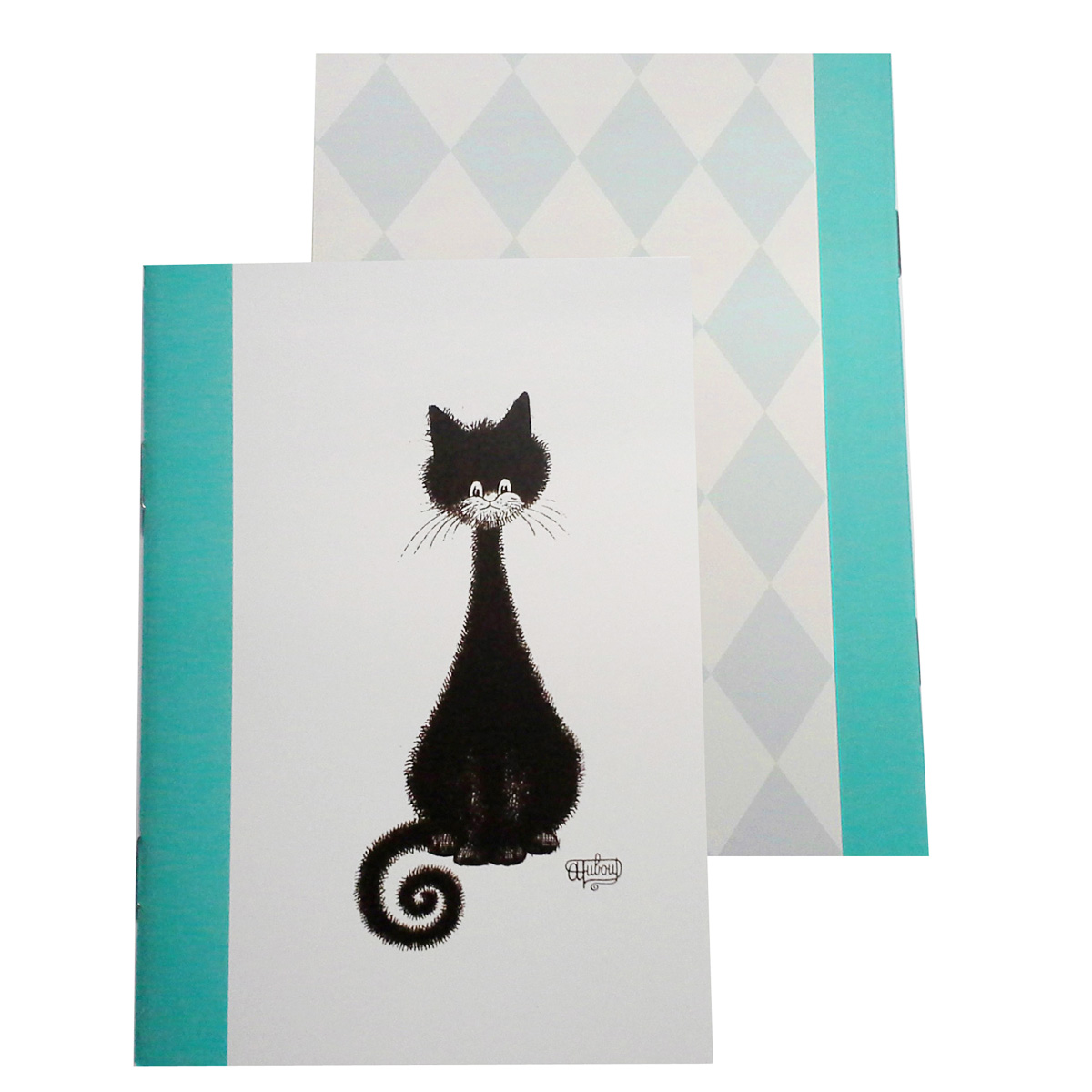 Carnet \'Chats Dubout\' vert blanc noir (chat spirale) - 147x105 cm - [Q9233]