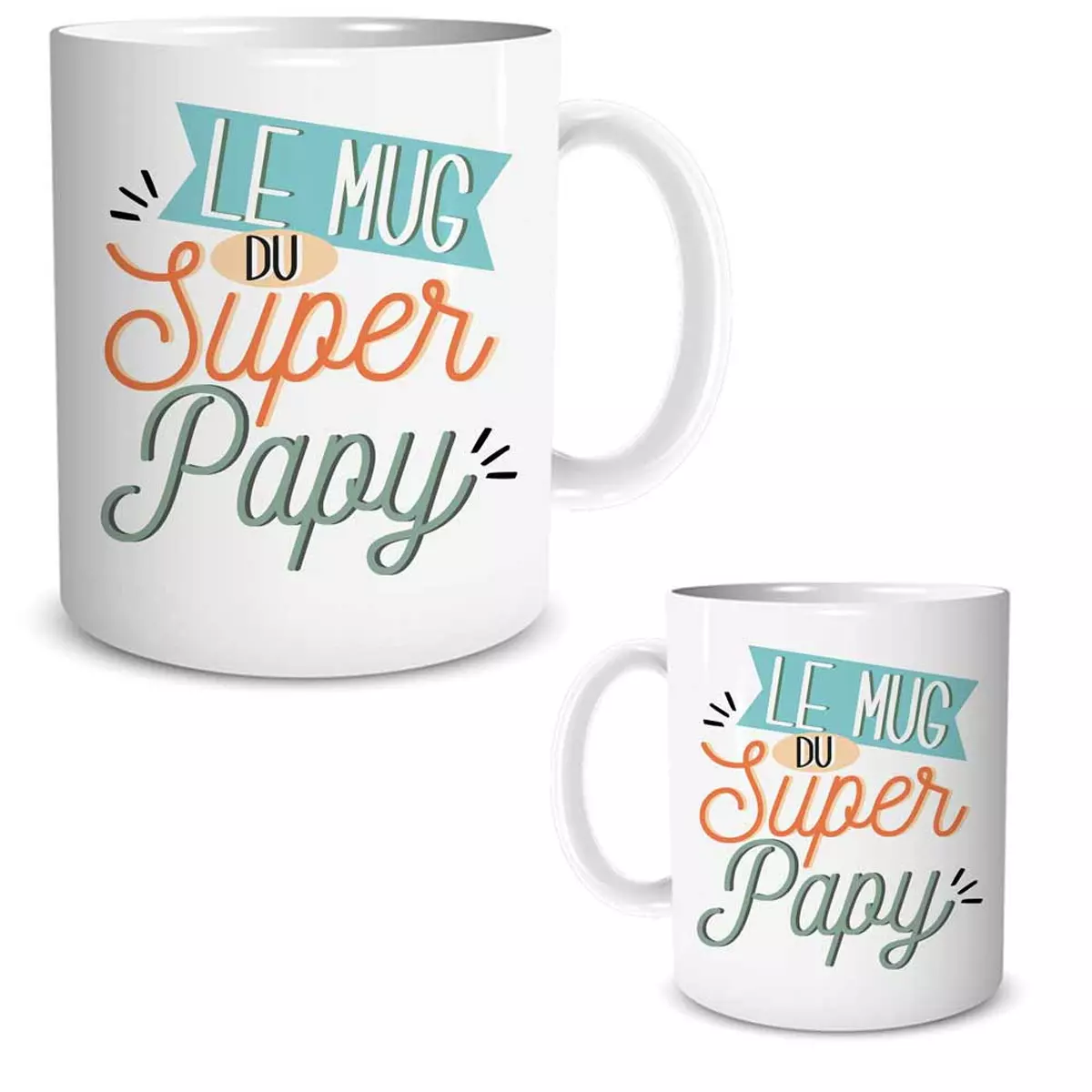 les trésors de lily Mug tendresse 'Super Papy' blanc vert 95x80 mm [R1853]