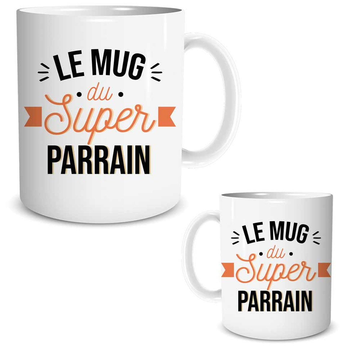 Mug céramique \'Super Parrain\' noir orange - 95x80 mm - [R1872]