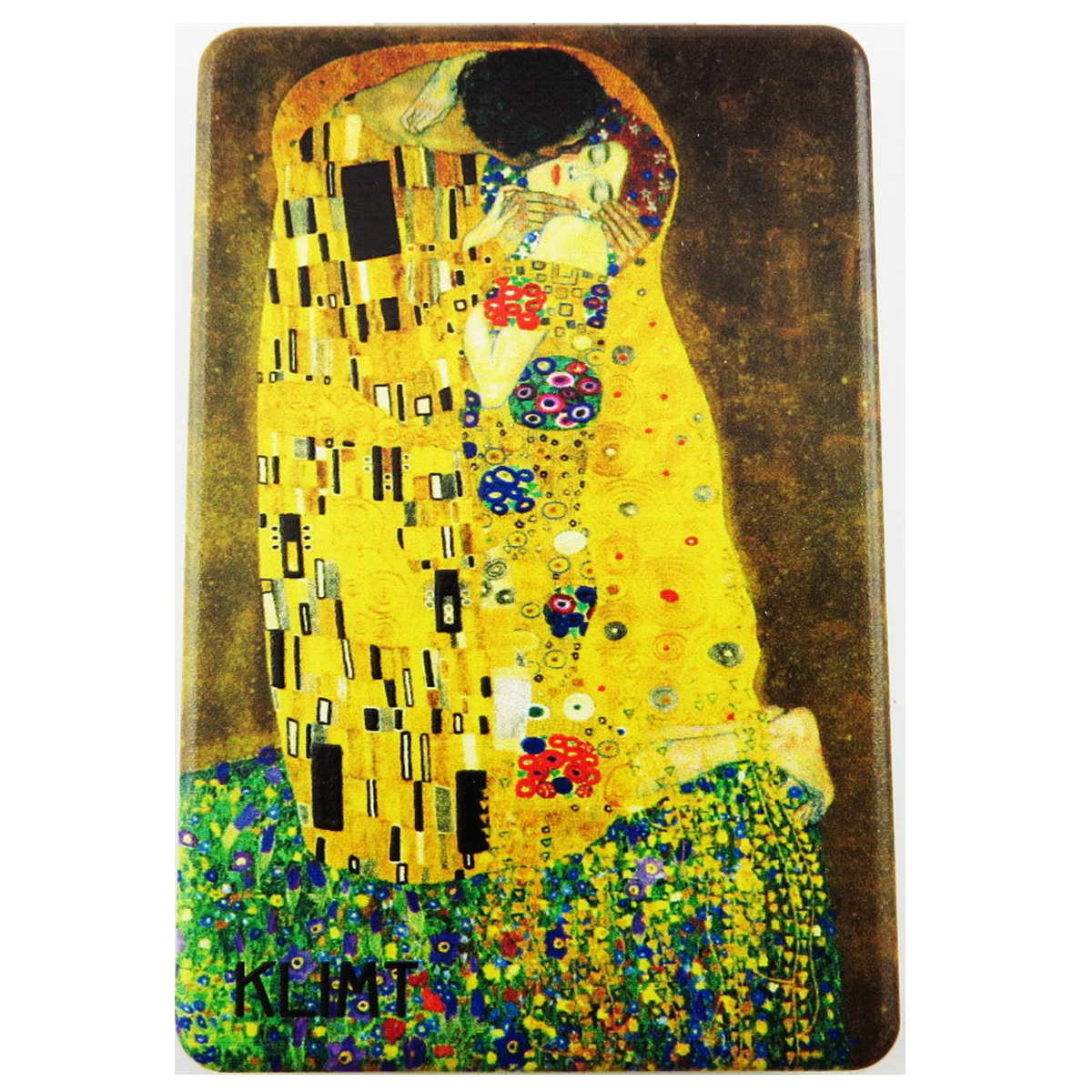 Miroir de poche \'Klimt\' jaune marron (Le Baiser) - 85x55 cm - [R1893]
