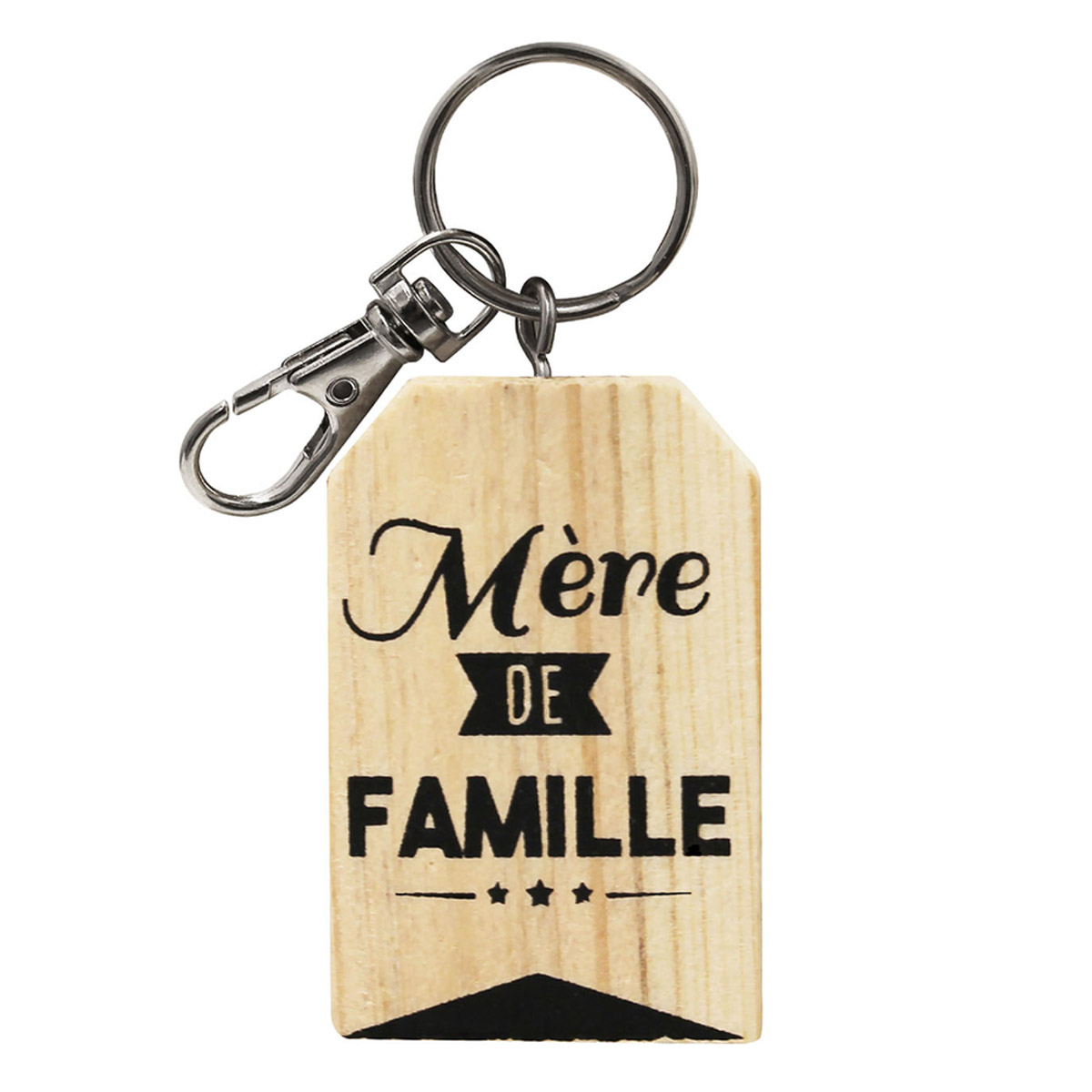 Porte-clés bois \'Famille\' beige (Mère de Famille) - 6x4 cm - [R2361]