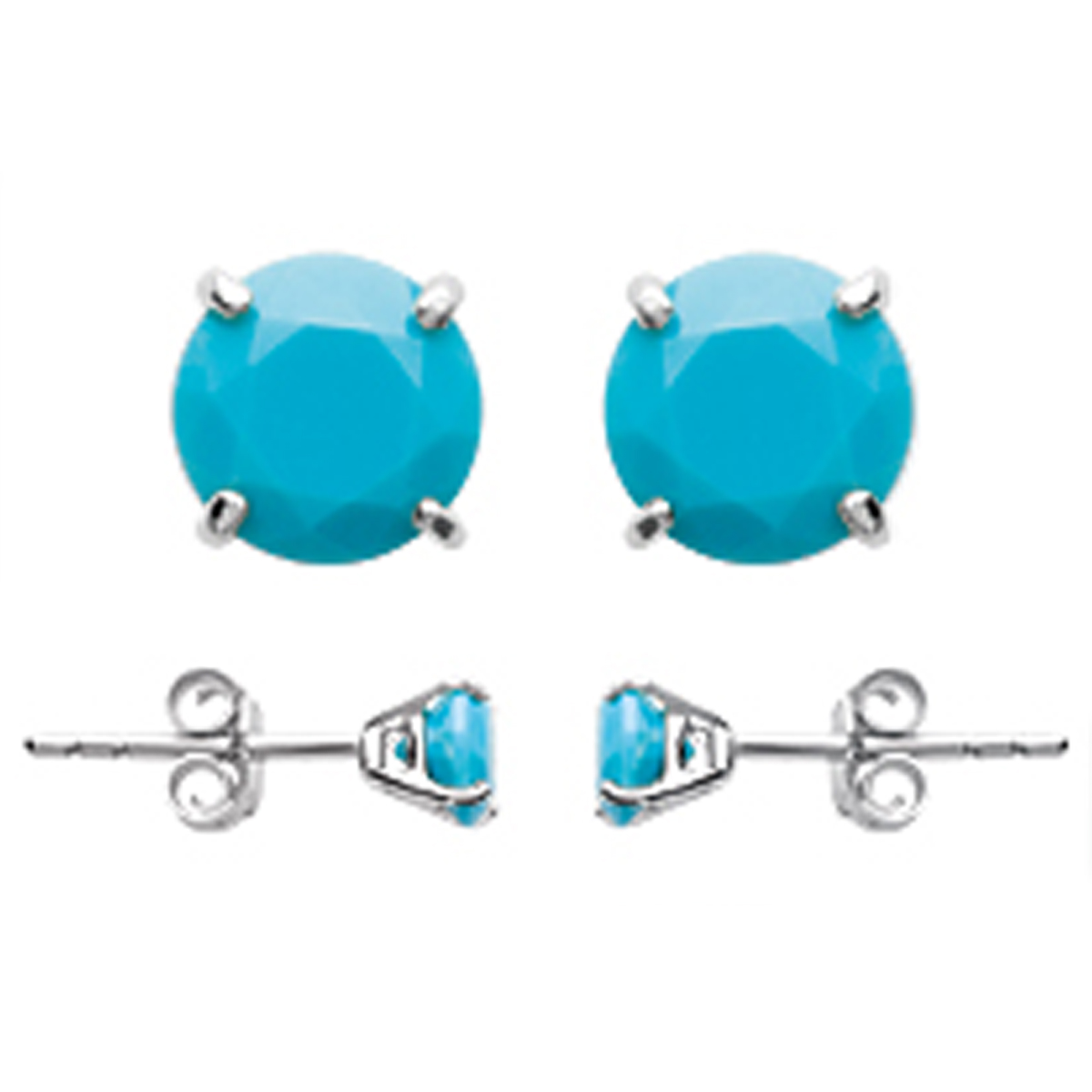 Boucles argent \'Essentiel\' turquoise argenté (rhodié) - 5 mm - [R2917]