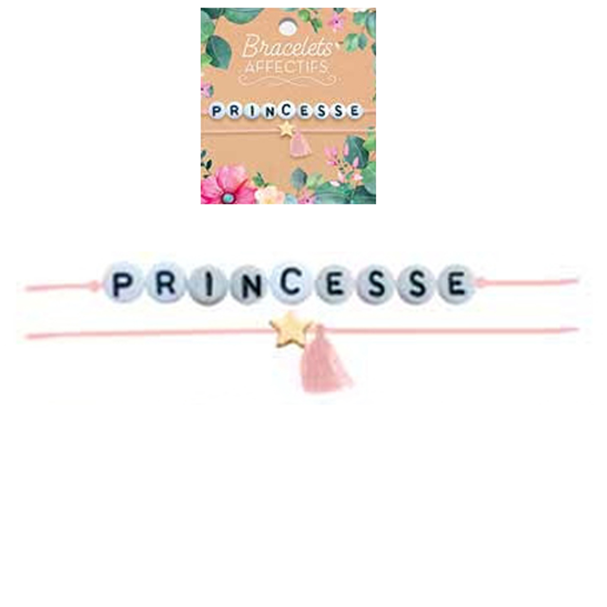 Bracelet tendresse \'Princesse\' - perles 6 mm - [R3046]