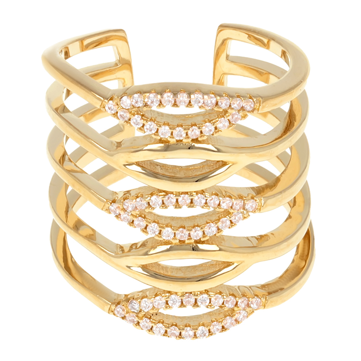 Bague Plaqué Or \'Sissi\' blanc doré - 22 mm - [R3107]