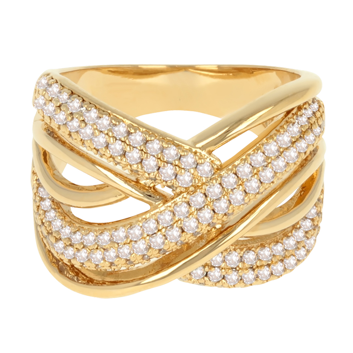 Bague Plaqué Or \'Sissi\' blanc doré - 15 mm - [R3108]