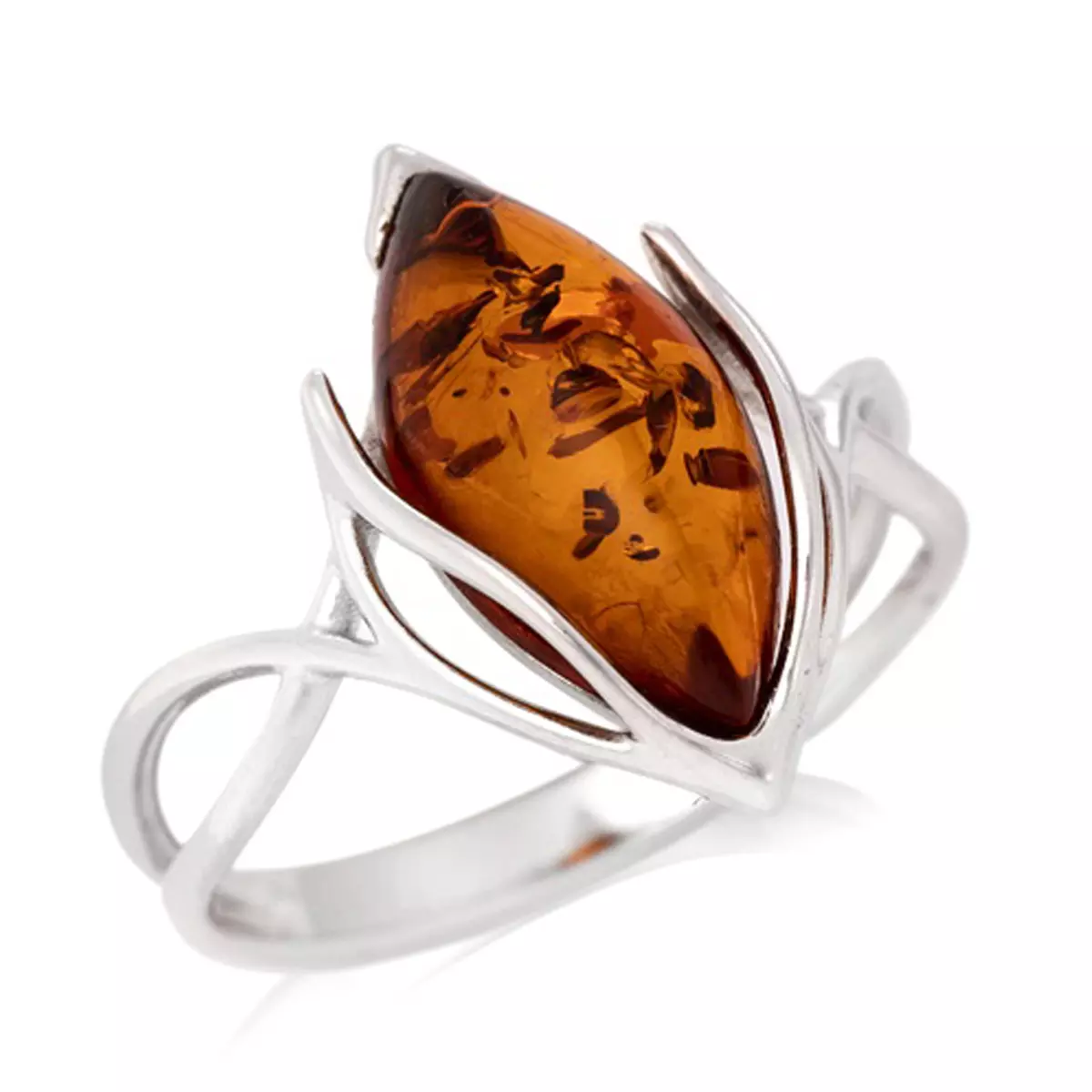 les trésors de lily Bague Argent 'Inspiration' ambre (rhodié) 18 mm [R3117]