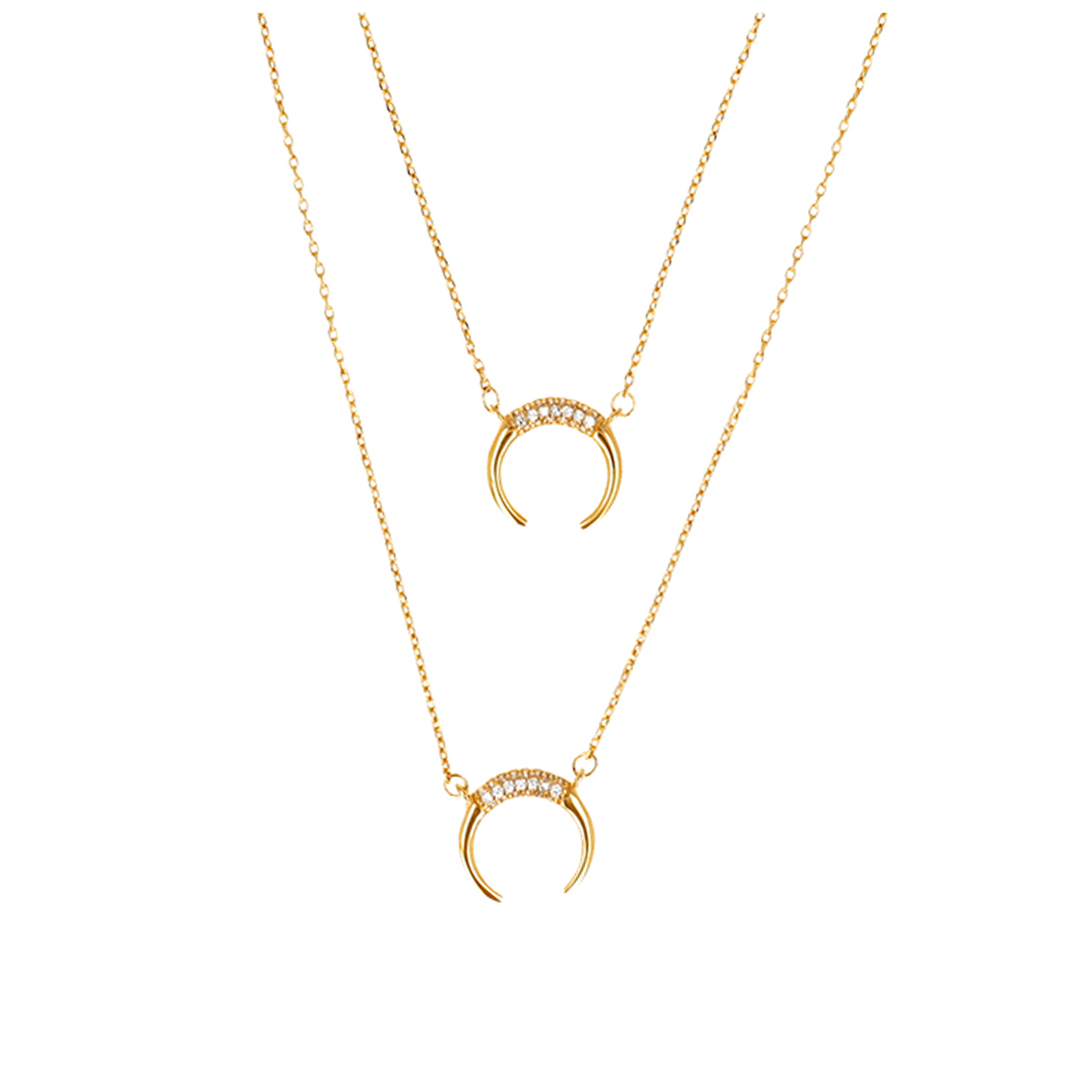 Collier Plaqué-Or \'Sissi\' blanc doré (corne) - 40 et 45 cm, 12 mm - [R3127]