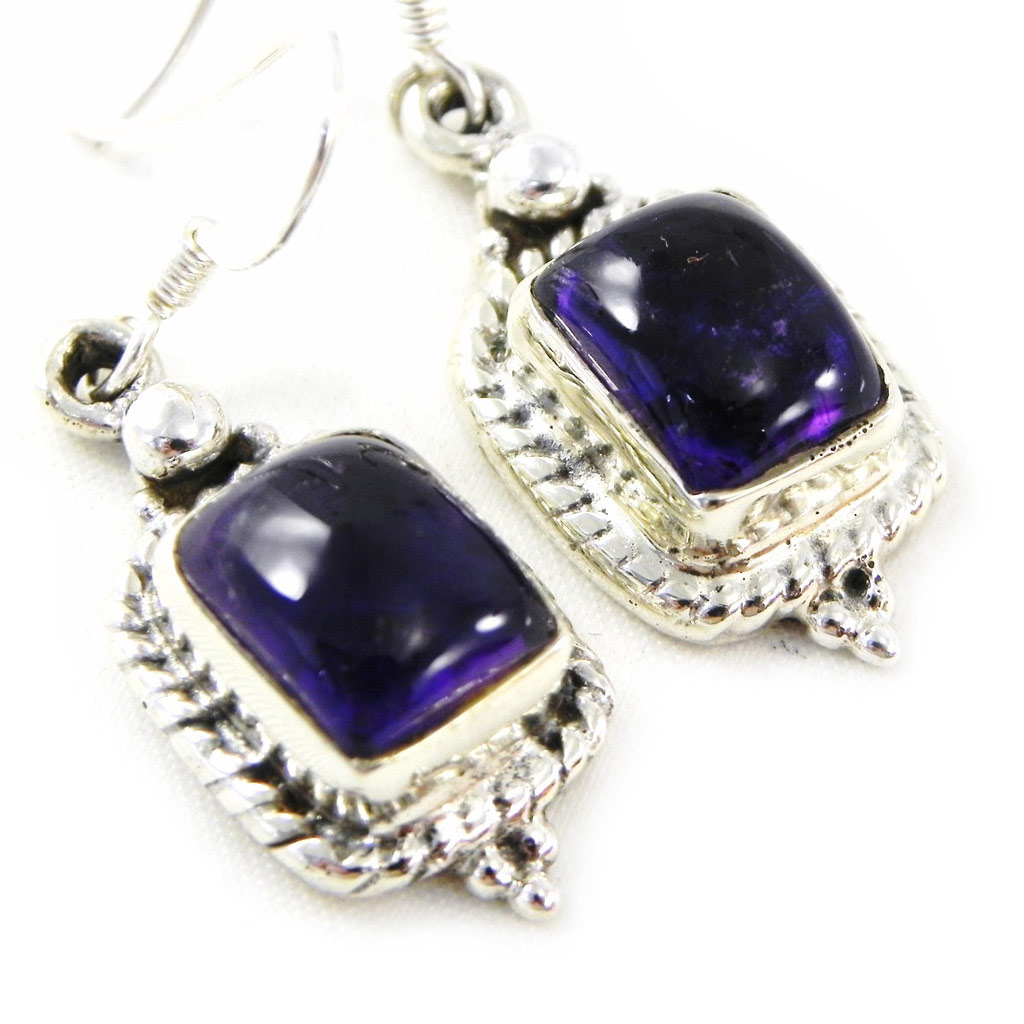 Boucles Argent \'Heaven\' Améthyste - [C9636]