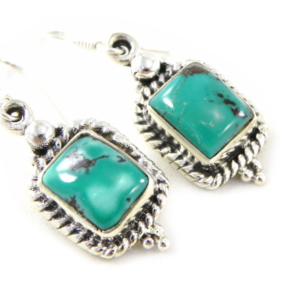 Boucles Argent \'Heaven\' Turquoise - [C9637]