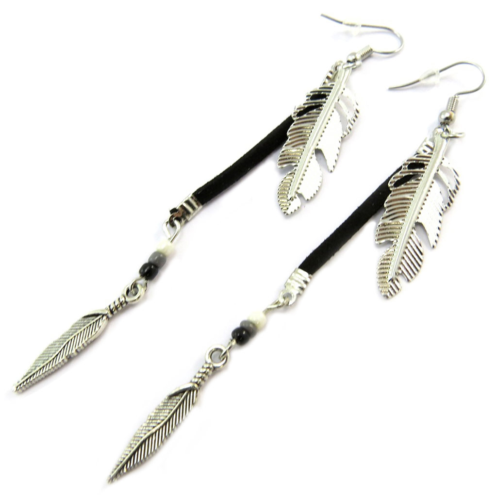 Boucles Créateur \'Navajos\' noir argenté - [P3552]
