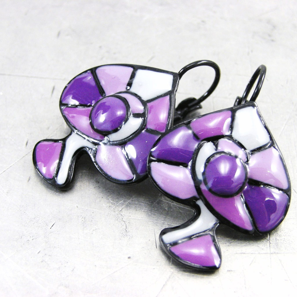 Boucles Créateur \'Arlequin\' violet - [G5759]