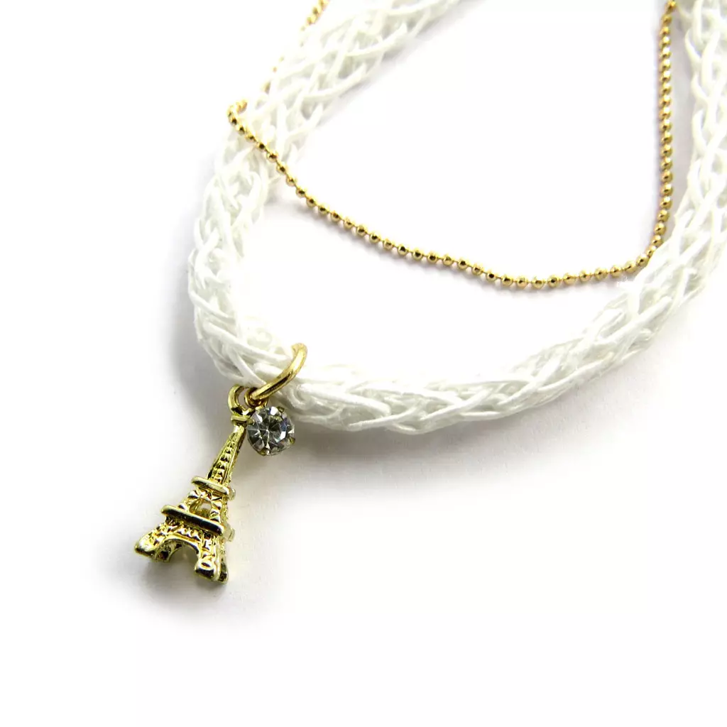 les trésors de lily Bracelet 'Tour Eiffel' blanc doré [N1693]