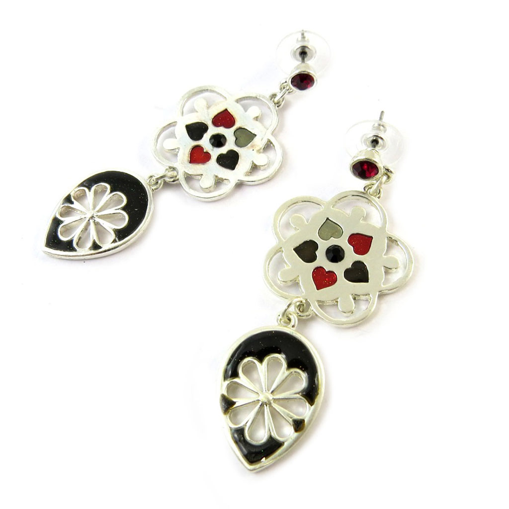 Boucles Créateur \'Emilie\' noir rouge - [G5772]