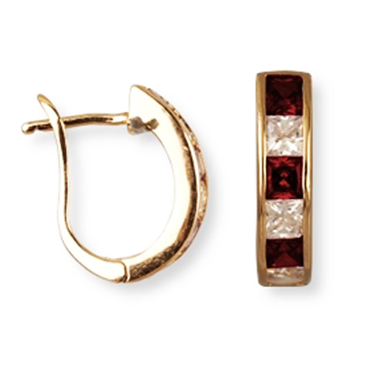 Créoles Plaqué Or \'Sissi\' rouge blanc doré - 16x3 mm - [N1709]