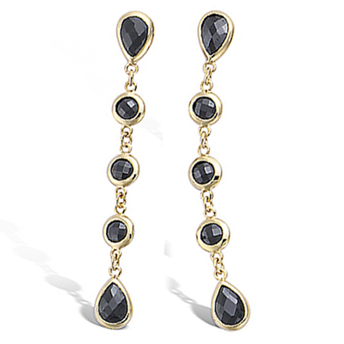Boucles Plaqué Or \'Linda\' noir doré - 45x5 mm - [M6211]