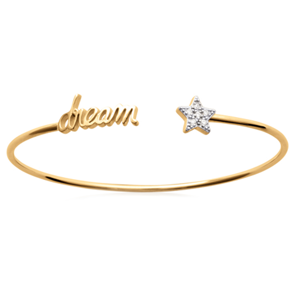 Bracelet plaqué or ouvert \'Messages\' (Dream) blanc doré - 56 mm 15x7 mm - [N3346]