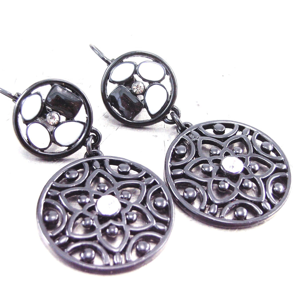 Boucles Créateur \'Carmen\' noir blanc - [G5833]