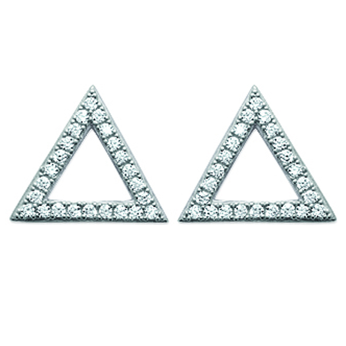 Boucles Argent \'Triangles\' blanc argenté (rhodié) - 11x11 mm (rhodié) - [M8813]