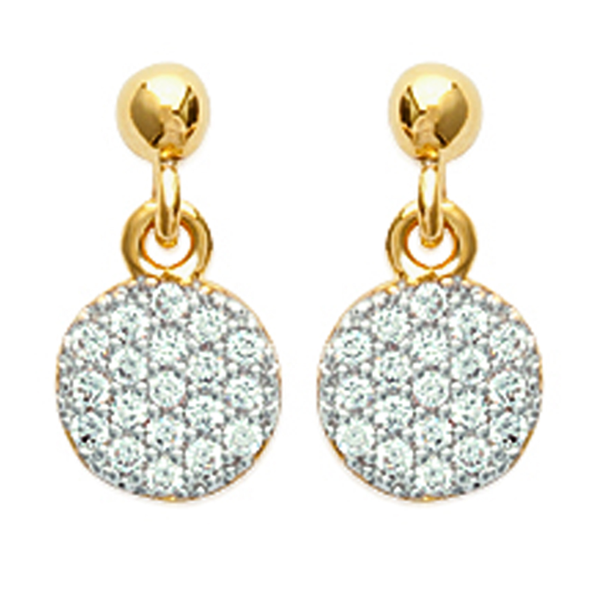 Boucles Plaqué Or \'Déesse\' blanc doré - 13x7 mm - [K1422]