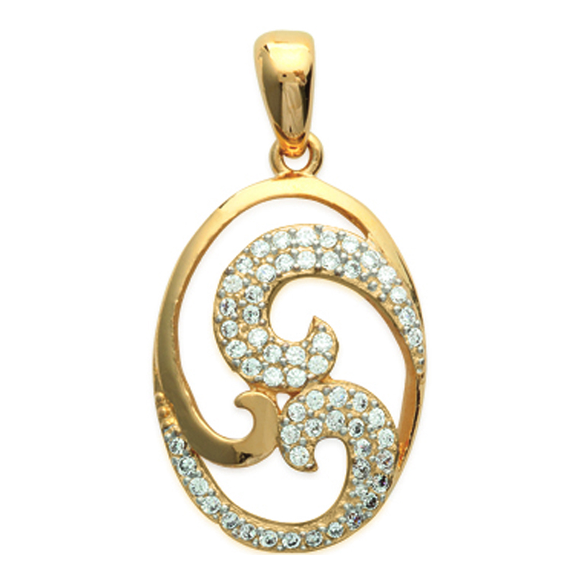 Pendentif  Plaqué Or \'Déesse\' blanc doré - 30x15 mm - [K1430]