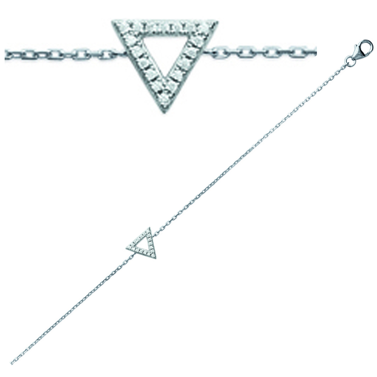 Bracelet Argent \'Triangle\' blanc (rhodié) - 10x10 mm - [N3377]
