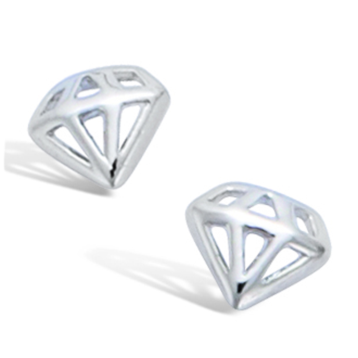 Boucles Argent \'Diamonds\' - 6x5 mm - [M6242]
