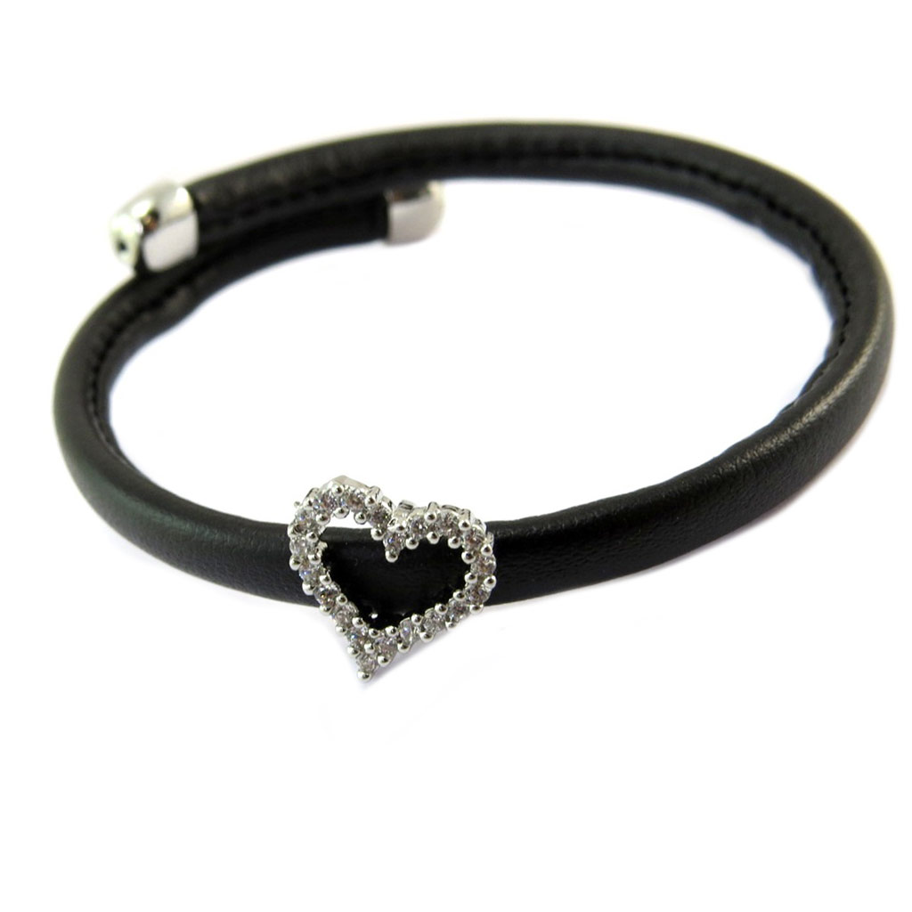 Bracelet Créateur \'Love\' noir argenté - [P3674]
