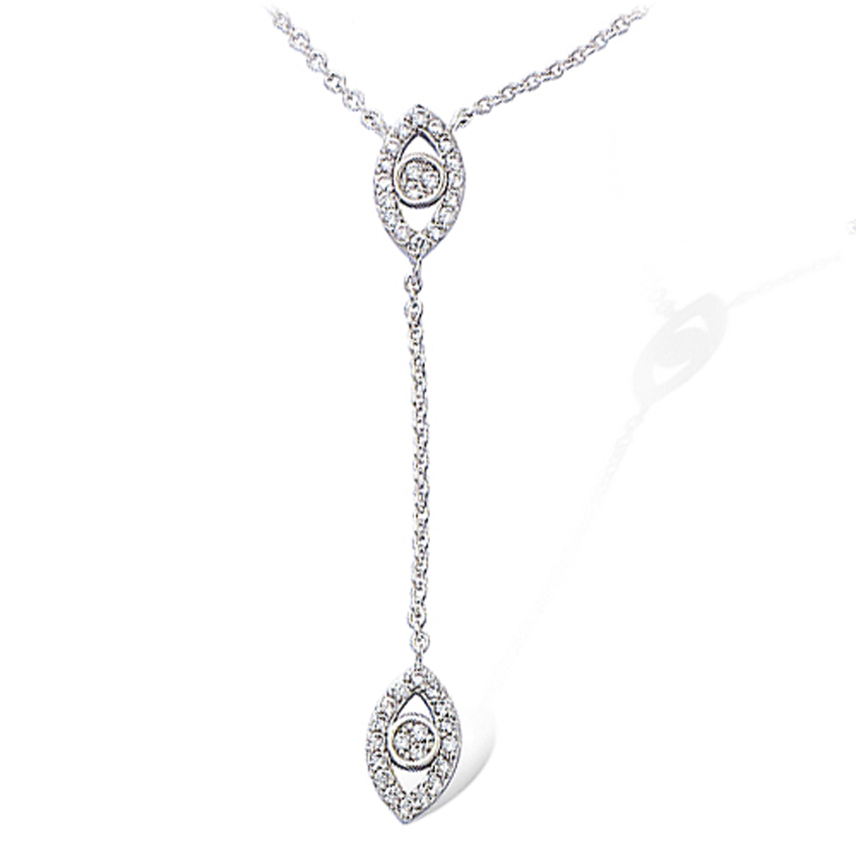 Collier Argent \'Fatma\' blanc argenté (rhodié) - 50x6mm - [M6243]