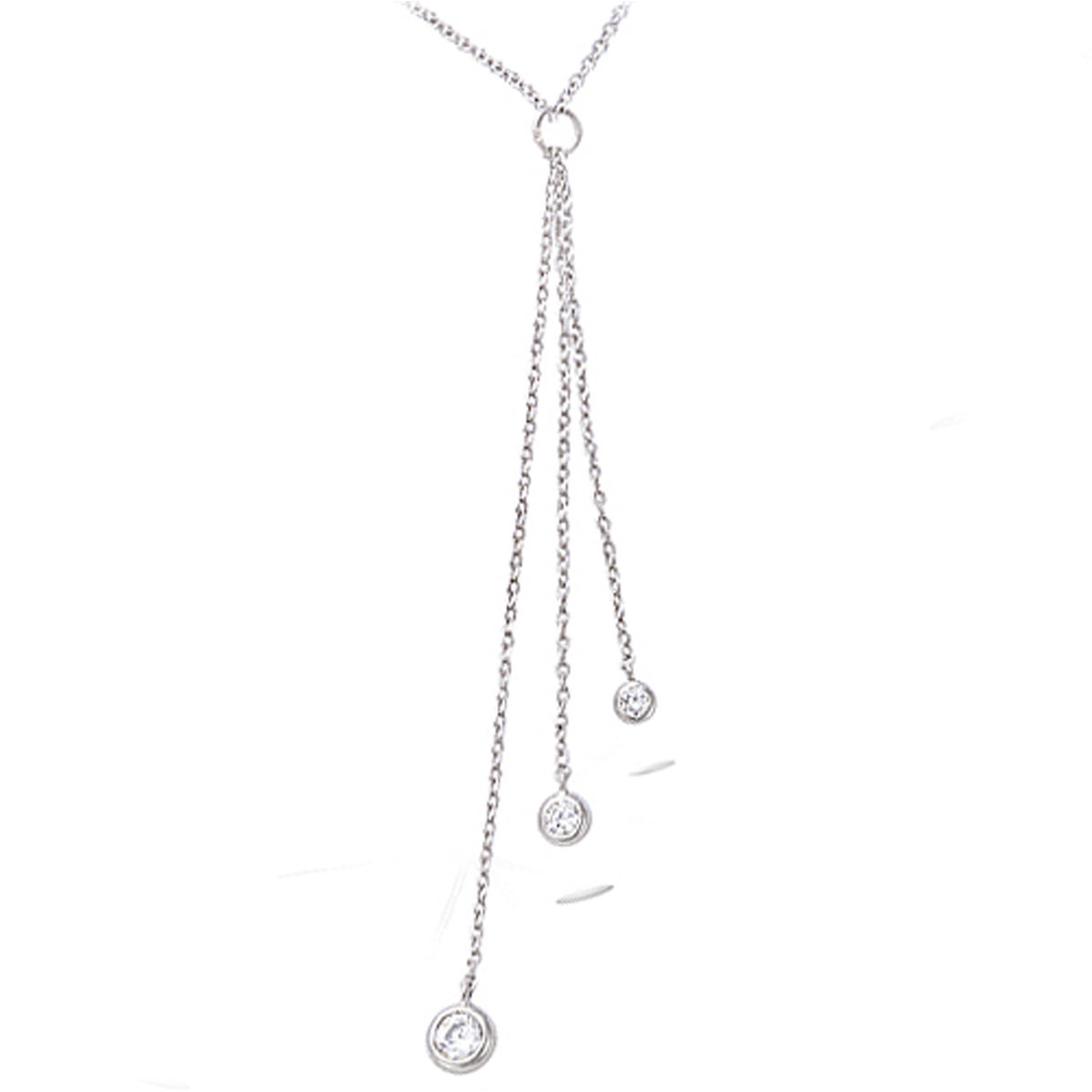 Collier Argent \'Sissi\' blanc argenté (rhodié) - 80x6 mm - [P6893]