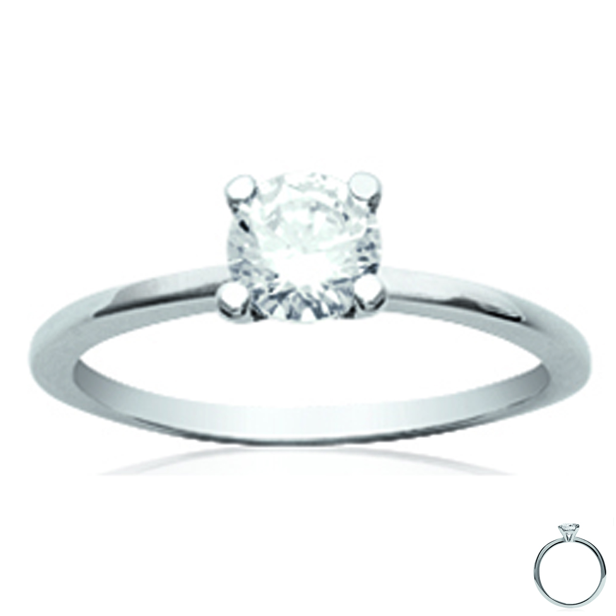 Solitaire Argent \'Unique\' blanc Ø 5 mm (rhodié) - [N3384]