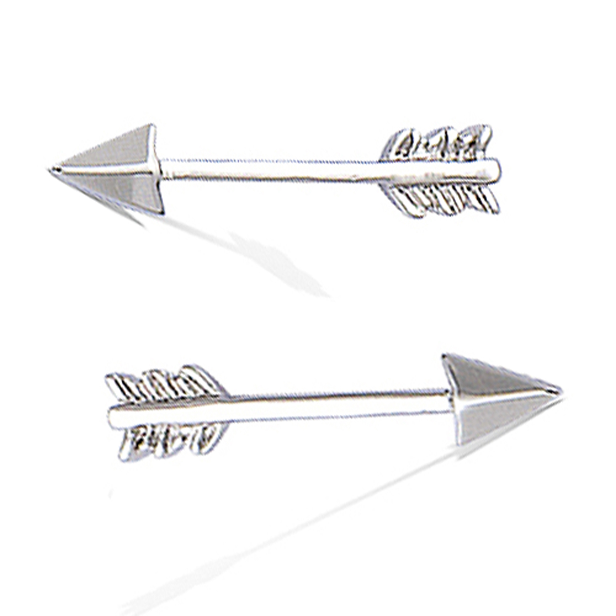 Boucles Argent \'Flèche de Cupidon\' argenté (rhodié) - 21x4 mm - [M6248]