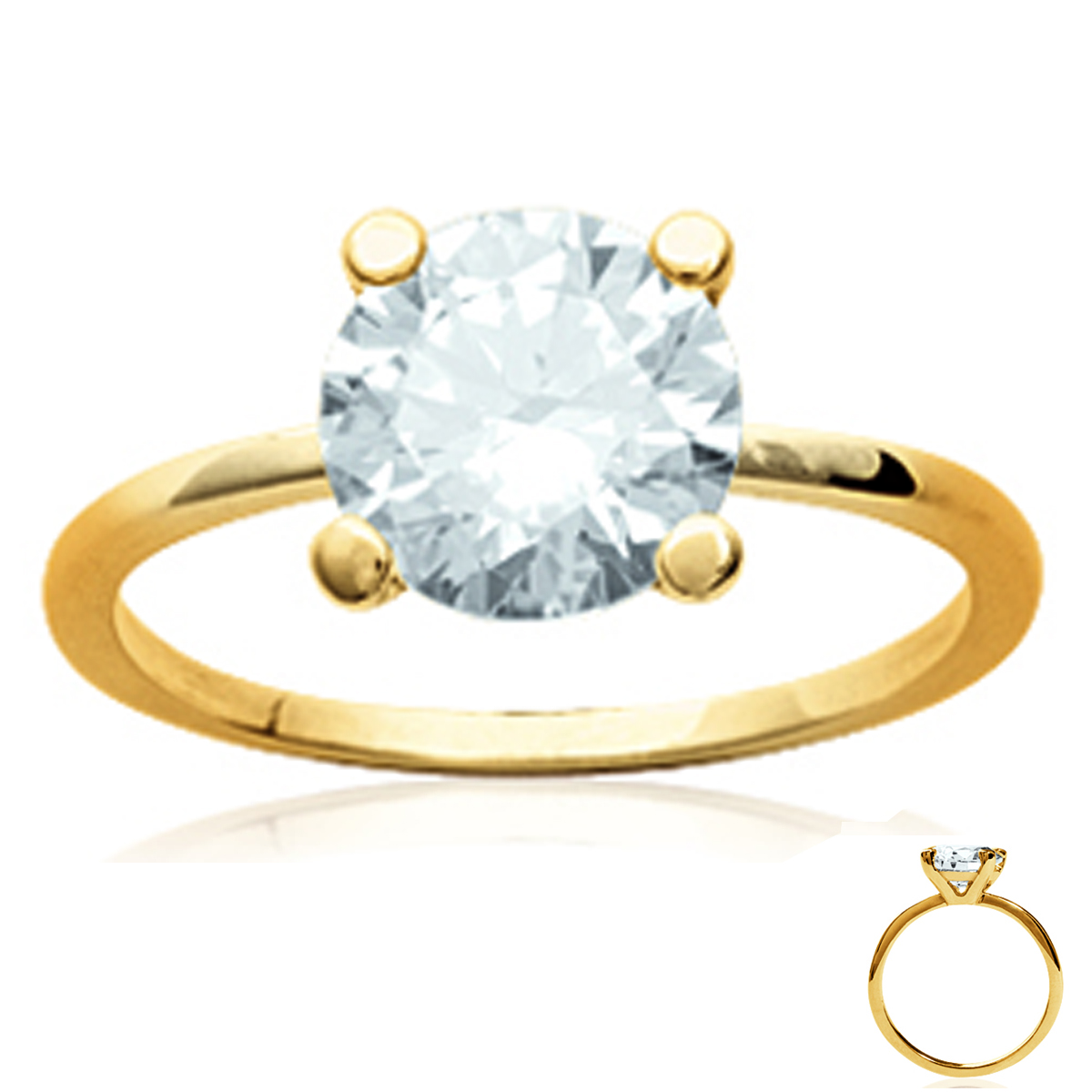 Solitaire Plaqué Or \'Unique\' blanc doré - Ø 8 mm - [N3385]