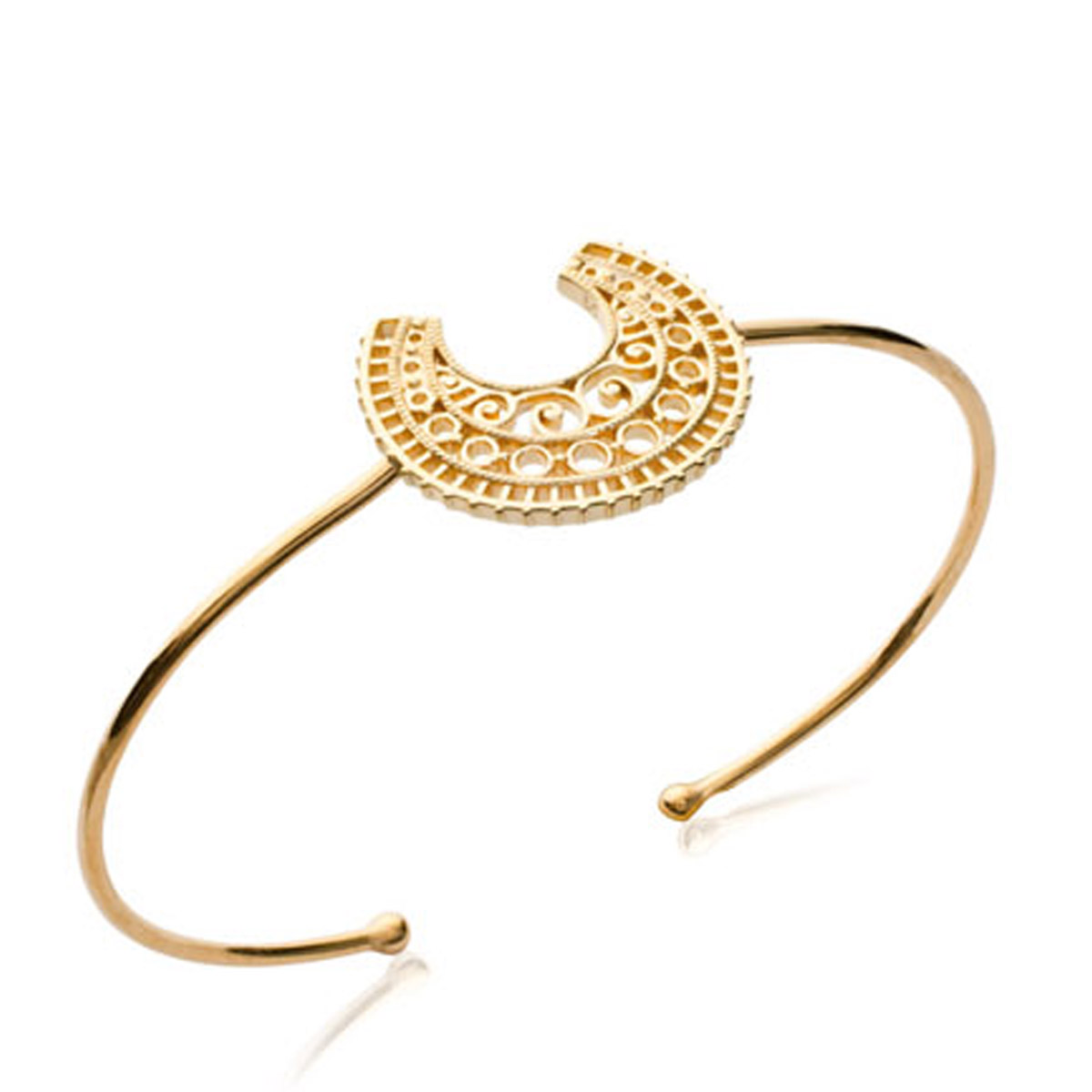 Bracelet plaqué or ouvert \'Carmen\' doré - 56 mm 20x18 mm - [N7873]