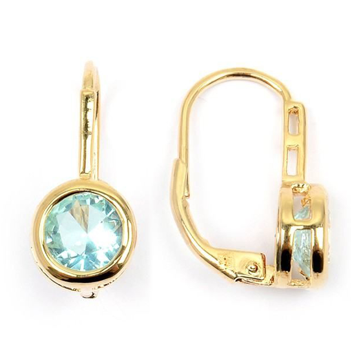 Dormeuses Plaqué Or \'Essentiel\' turquoise (9 mm) - [L3033]