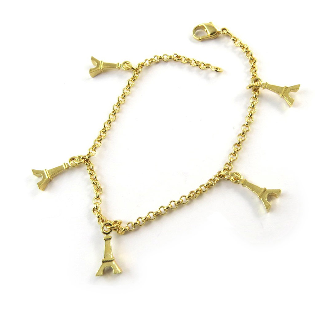 Bracelet Plaqué Or \'Tour Eiffel\' doré - [N3404]