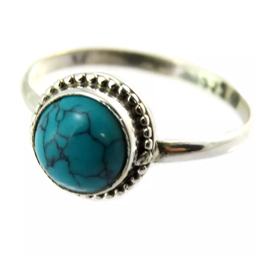 les trésors de lily Bague Argent 'Charmes' turquoise 9 mm [P3715]