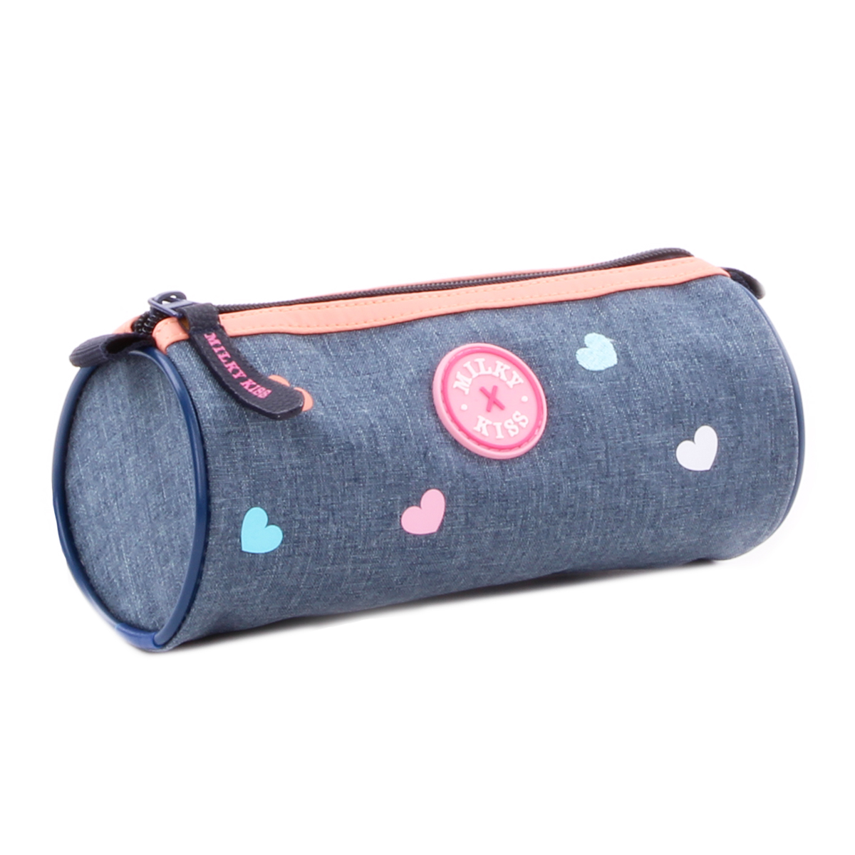 Trousse tube \'Milky Kiss\' bleu (love) - 20x9 cm - [Q1910]