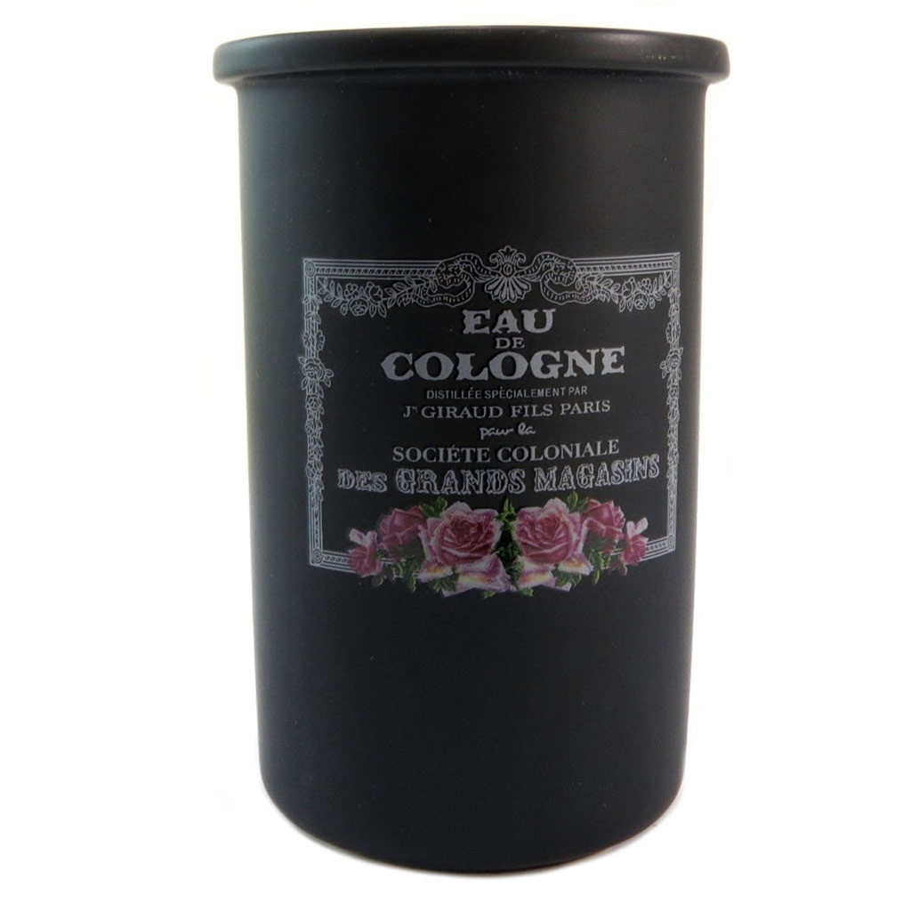 Pot céramique \'Eau de Cologne\' noir (rétro) - 12x8 cm - [P5324]