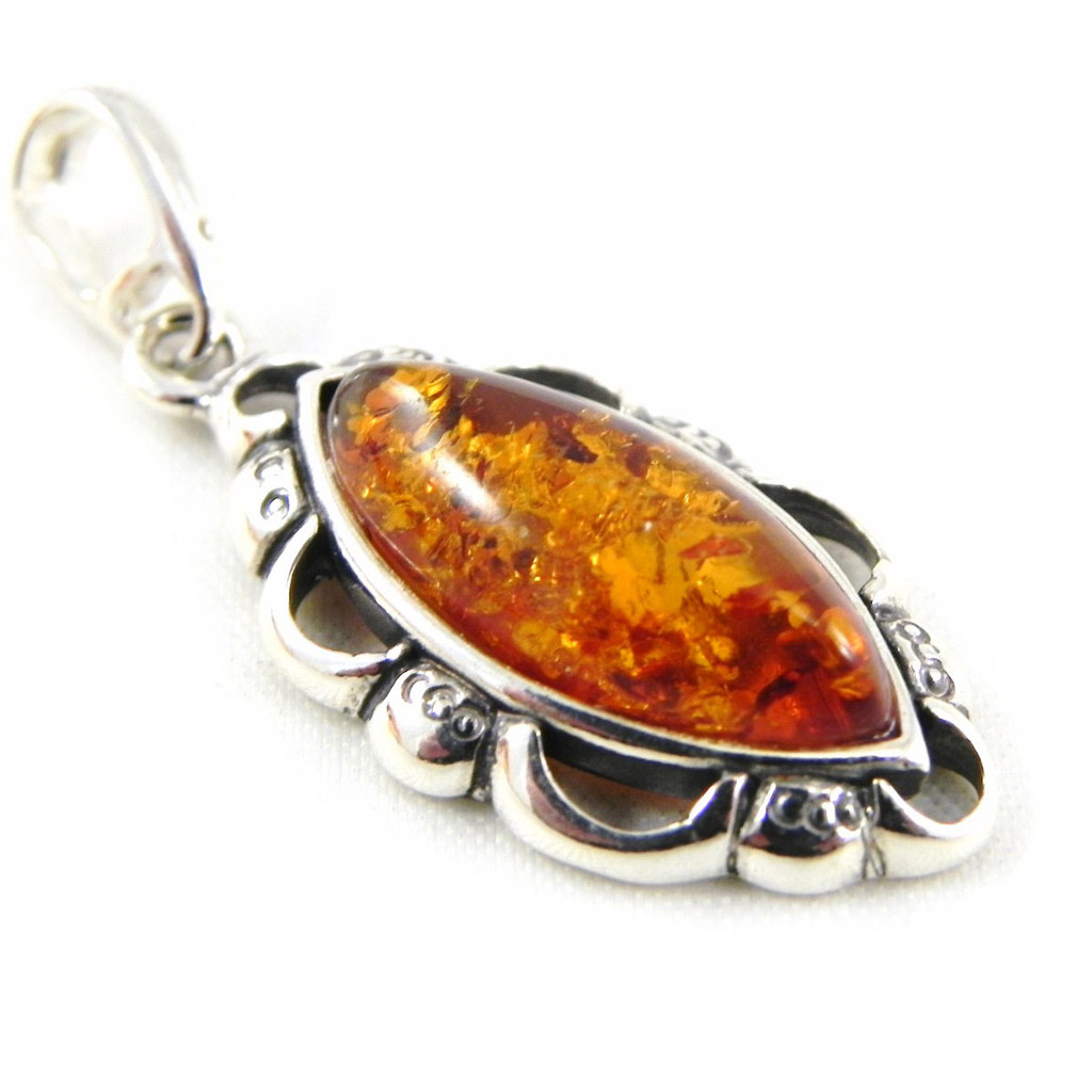 Pendentif Argent \'Macbeth\' Ambre  - [F9851]