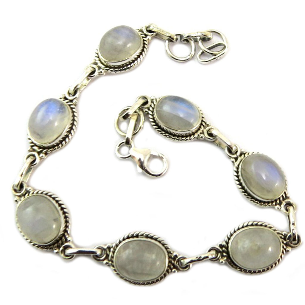 Bracelet Argent \'Heaven\' pierre de lune - 19 cm 9 mm - [P6923]